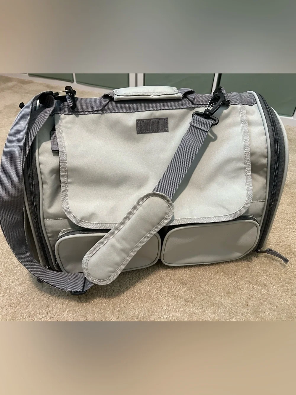 Soft-Sided Pet Travel Carrier - Light Gray Airline-Approved Pet Bag